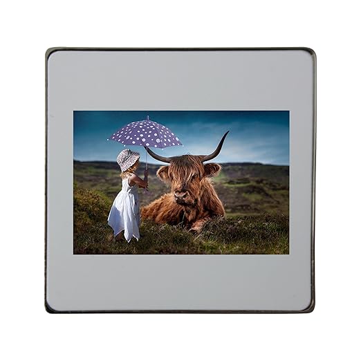 Niño, vaca, paraguas, decoración, habitación Metal cuadrado imán ...