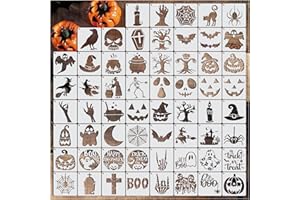 YHSLMH Small Halloween Stencils for Painting on Wood Craft Reusable Boo Spooky Spider Web Ghost Paint Stencils for Wall Halloween Holiday DIY Ornaments Fabric (60 Boo)