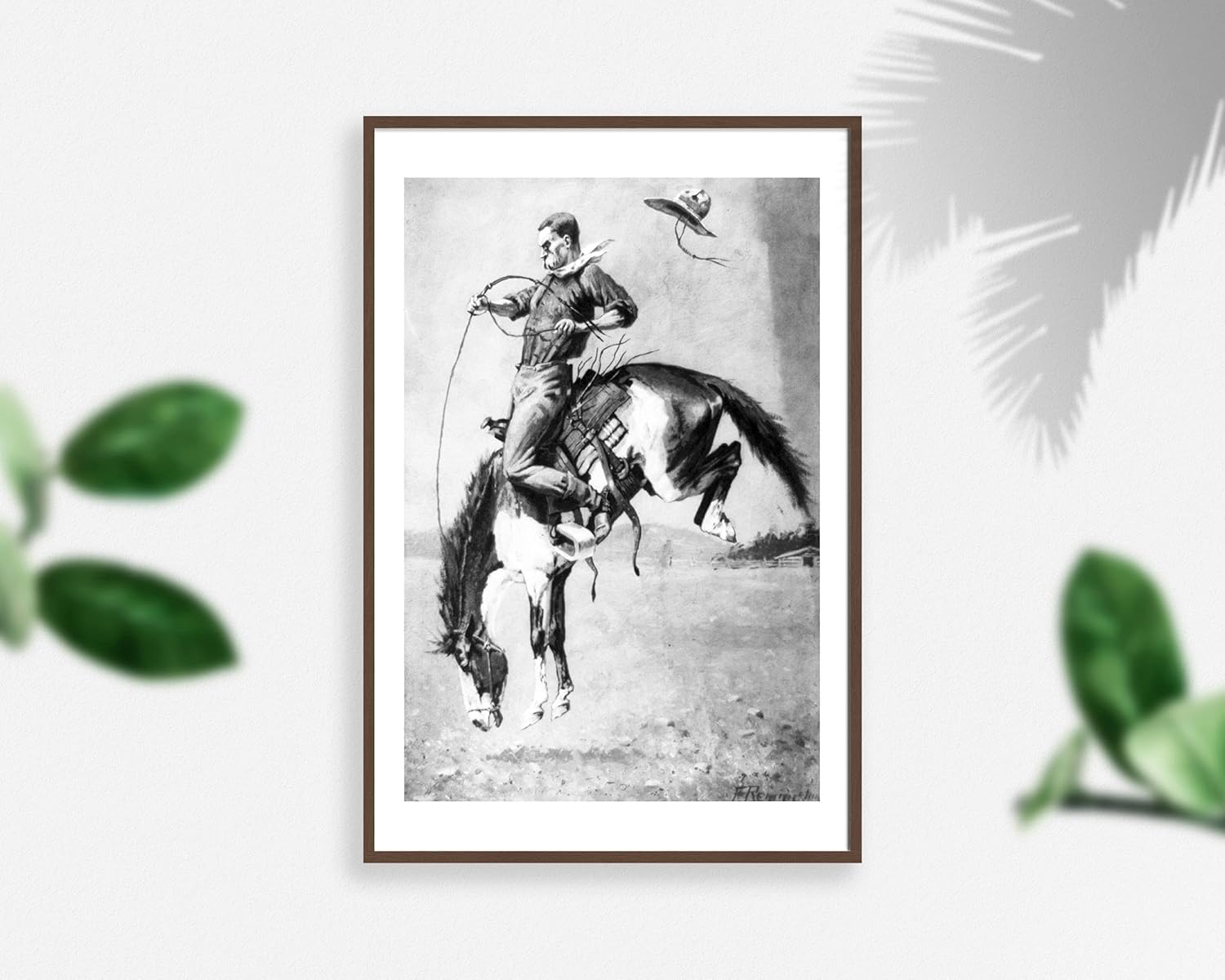 Photographs - Photo: Bucking bronco,cowboy,horseback riding,hat,saddle,horses,F Remington,c1908