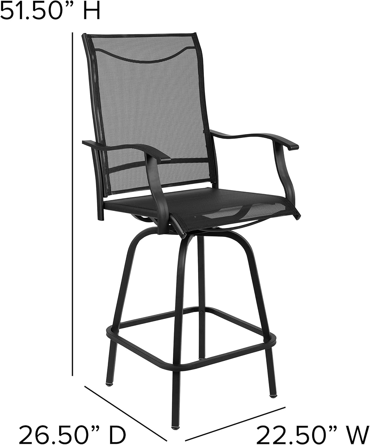 Flash Furniture 30" All-Weather Patio Swivel Outdoor Stools, Black, Set of 2: Garden & Outdoor
