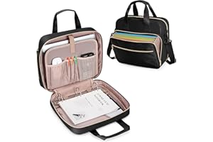 Prokva 3 Ring Zipper Binder 2 Inch, Accordion File Organizer with Shoulder Strap, Zip Up Binder with 500-Sheet Capacity, Blac