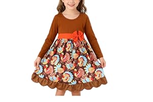 NEBLJGO Toddler Girl Fall Winter Halloween Thanksgiving Outfit Skirt Milk Silk Pumpkin Dress Knee Length 2-8Y