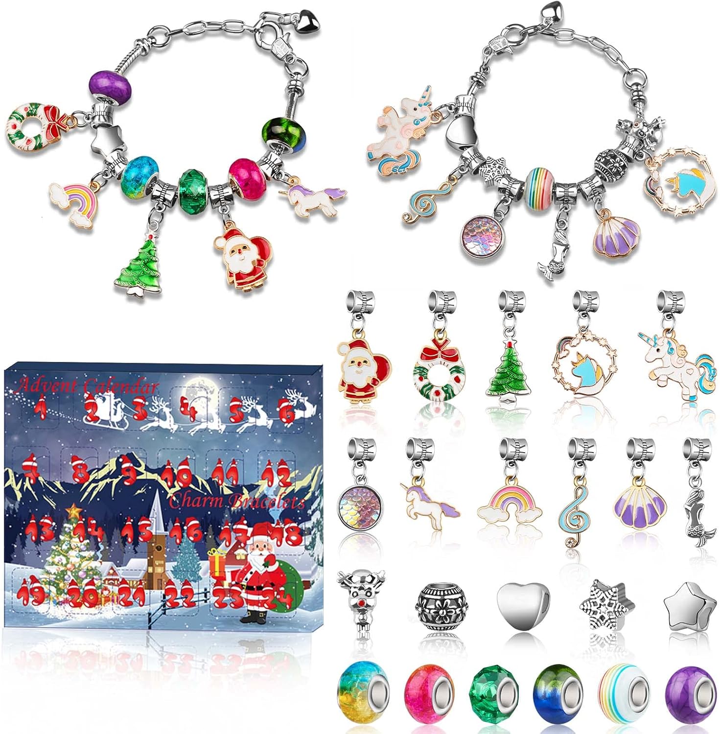 Advent Calendars - Girls Advent Calendar 2023, Charm Bracelets Making Kit for Kids Christmas Countdown Calendars 24 Days Xmas Jewelry Making Kit for Girls 5-7, Teens Teenagers Girl 8-12 & Women Arts and Crafts Gift Toys