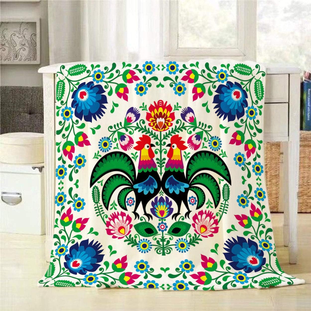 Mugod Poland Flowers Throw Blanket Polish Floral Folk Art