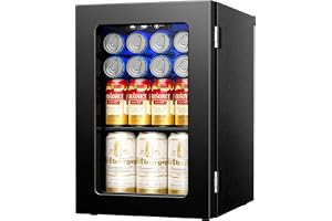 Icyglee 6 Bottles and 6 Cans Compact Beverage Refrigerator, Freestanding Mini Fridge with Temperature Control for Beer Wine, Under Counter Small Refrigerator Adjustable Shelve for Home and Bar