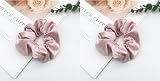 DTXLX 2Pcs Silk Scrunchies Women Premium Satin Ponytail Holder Hair Ties Pink view 3