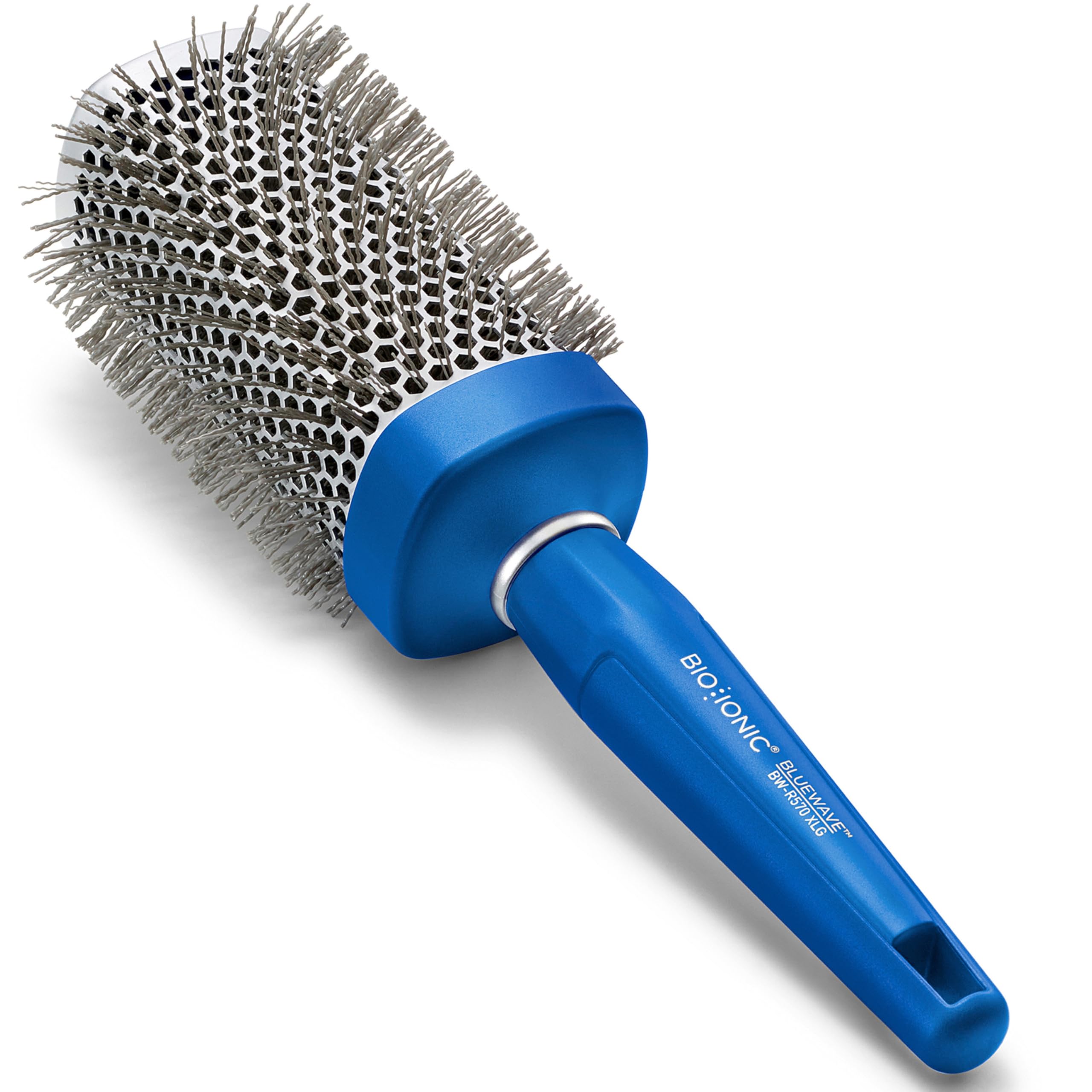 Bio Ionic BlueWave Round Brush X-Large,NanoIonic Conditioning Brush,Crimped bristles for added tension, Soft Touch, Easy Grip Handle