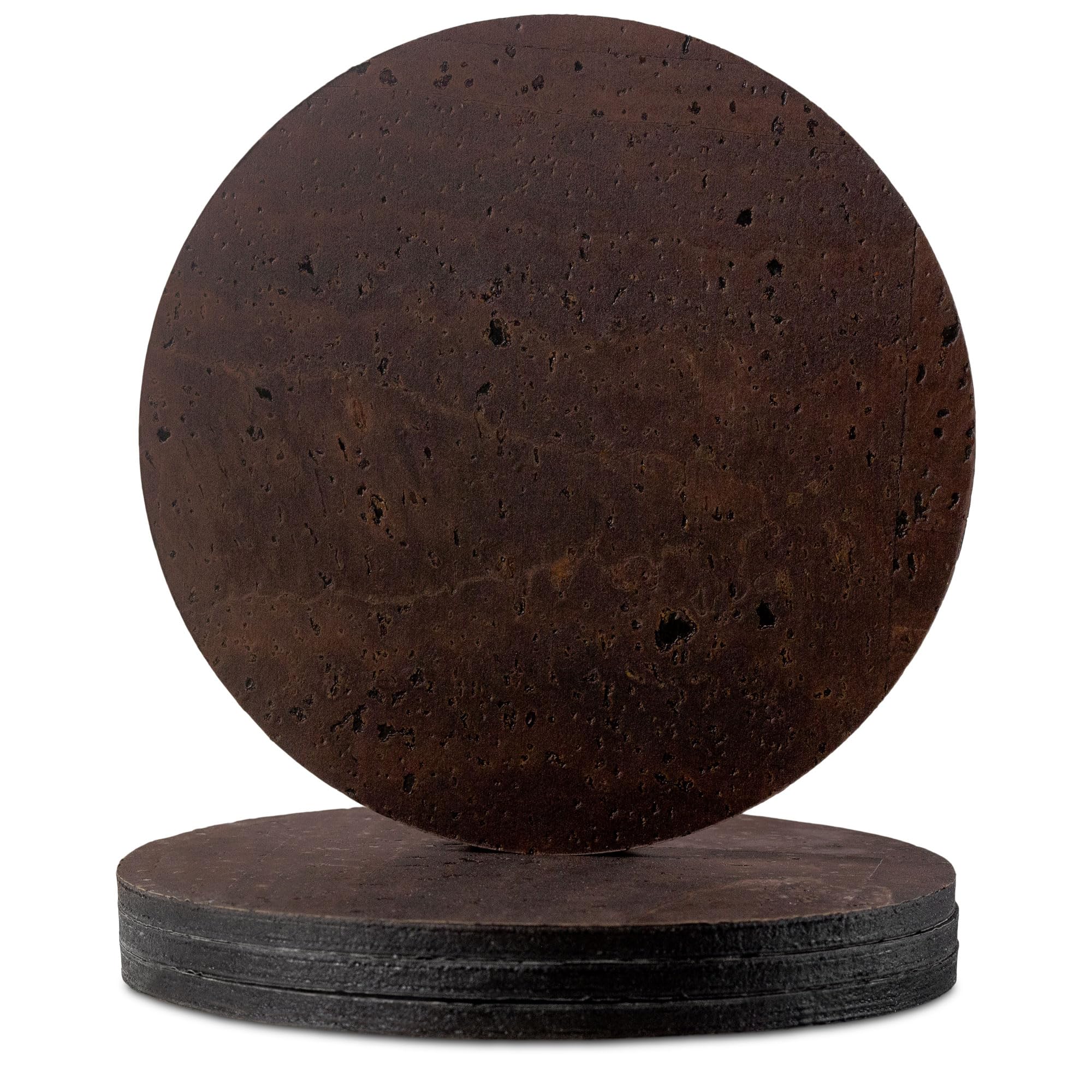 Photo 1 of Coasters for Drinks 4 Pcs Cork Vegan Round Edge Sturdy Light Weight Drink Coaster with Holder Table Housewarming Home Kitchen Decor Gift Set for Women Men Brown Color