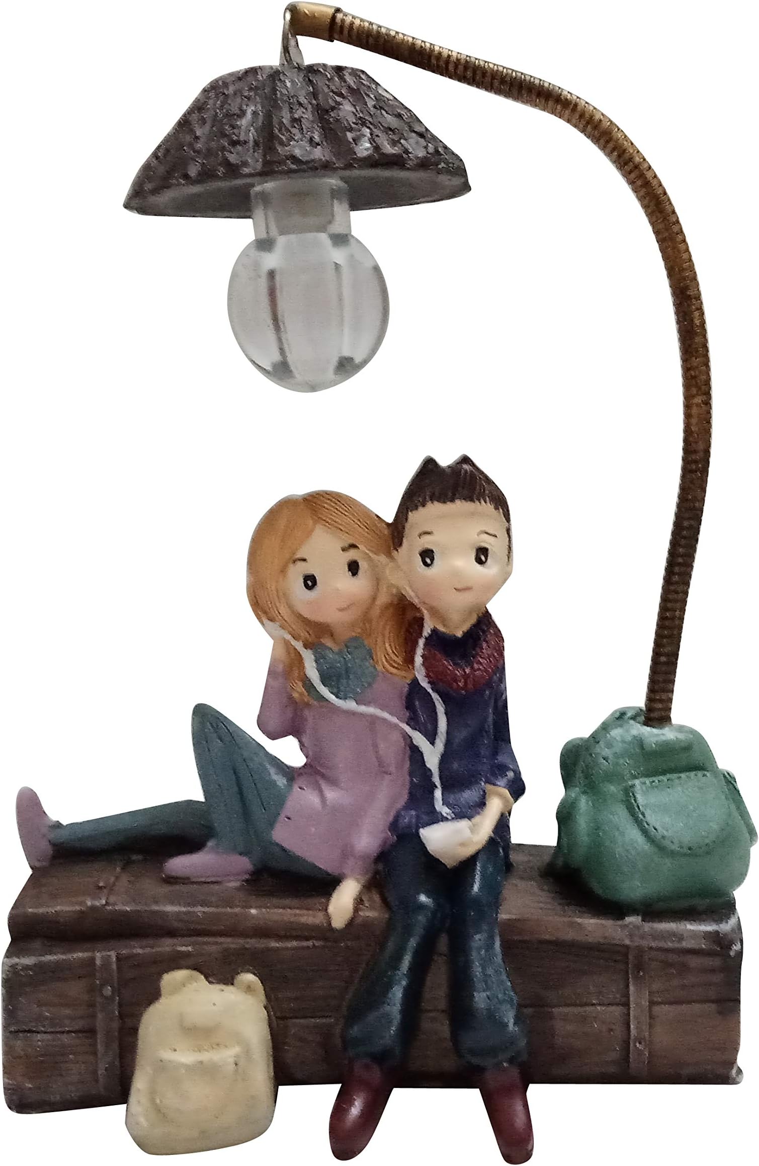 Ethnic Karigari Polyresine Miniature Couple Figurines Handicrafts Showpieces (18 cm X 13 cm X 7 cm)