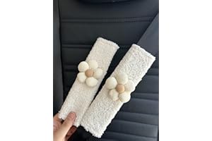 BNTR Car Seat Belt Cover 2PCS Stocking Stuffers Cute Creative Toy Flower Cloud Duck Safety Seatbelt Shoulder Pad Auto Accessory Protector Seatbelt Shoulder Protector Nice Gift (2-Pack Simple White)