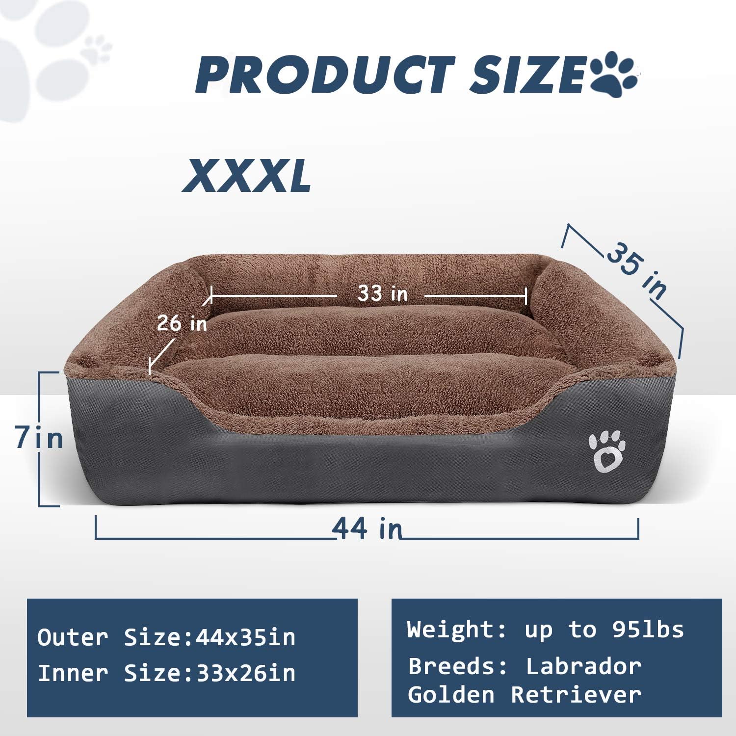 FAREYY Dog Beds for Medium/Large Dogs, Soft Blaster Dog Bed Washable Removable Cover, Dog Sofa Couch Pet Bed with Nonslip Bottom : Pet Supplies
