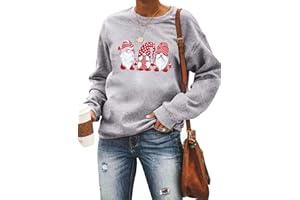 LOTUCY Merry Christmas Sweatshirts For Women Gnomes Santa Christmas Sweatshirt Cute Long Sleeve Pullover Top