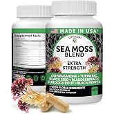 Lunakai USA Made Irish Sea Moss Capsules, Non-GMO &amp; Vegan, 60ct | Advanced Herbal Formula with Black Seed, Ashwagandha, Burdock Root &amp; Bladderwrack for Daily Health &amp; Immune Support