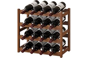 BMOSU Bamboo Wine Rack Wine Storage Cabinet Shelf 16 Bottle Wine Racks Countertop Sturdy for Kitchen Dining Room Pantry - 4 Tiers Wine Rack(Brown)