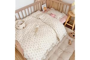 BuLuTu Cute Floral Print Toddler Duvet Cover Soft Muslin Cotton Duvet Covers for Kids Girls Bedding Comforter Protector, 60"x78", Azalea Print (No Pillowcases)