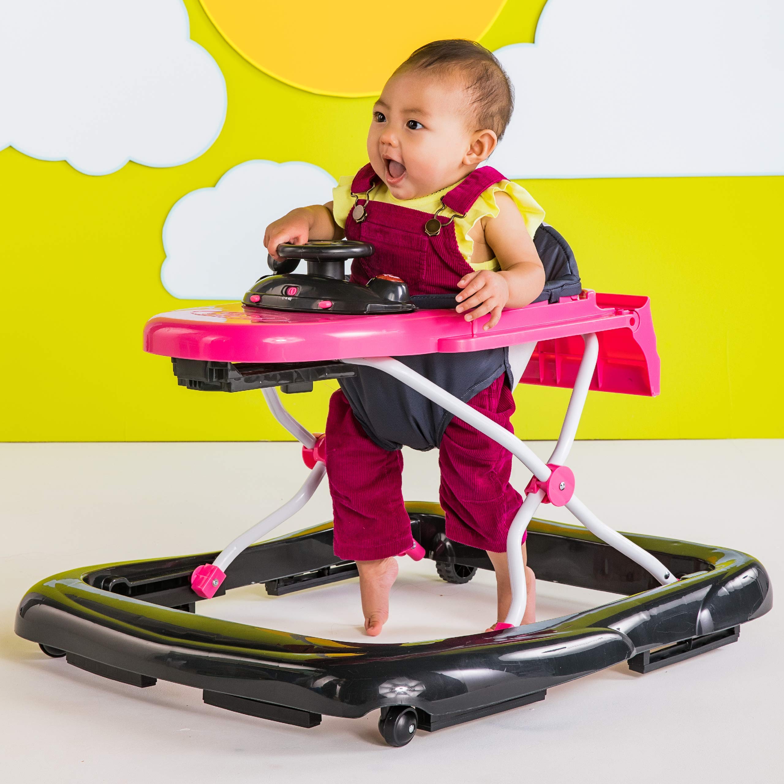 Bright Starts 3 Ways to Play Walker, Ford Mustang Pink, 6 Months +