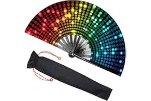 Zolee Large Rave Clack Fan for Line Dancing - Boots on The Ground Popping Folding Hand Fan - for EDM, Music Festival, Hot Flashes, Event, Party, Dance, Decorations, Gift (Bling Round)
