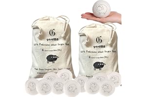 GARDMA Wool Dryer Balls Organic Premium | 12 Balls XL, Ethically & Humanely Made, Natural Fabric Softener, Laundry Dryer Balls Reusable, Wrinkle Release, Organic Fabric Softener Ball, Say No! to Dryer Sheets