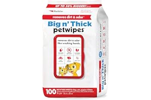 Petkin Pet Wipes for Dogs and Cats, 100 Large Wipes - Removes Dirt & Odor Like Washing Hands - Cleans Ears, Face, Butt, Eye Area - Convenient, Ideal for Home or Travel - 1 Pack of 100 Wipes