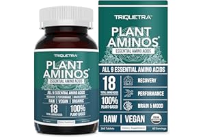 TRIQUETRA HEALTH Plant Aminos Organic Essential Amino Acid Supplement (EAAs) & BCAA - 100% Plant-Based Raw, Vegan - All 9 Essential Amino Acids with 18 Total Amino Acids (360 Tablets)