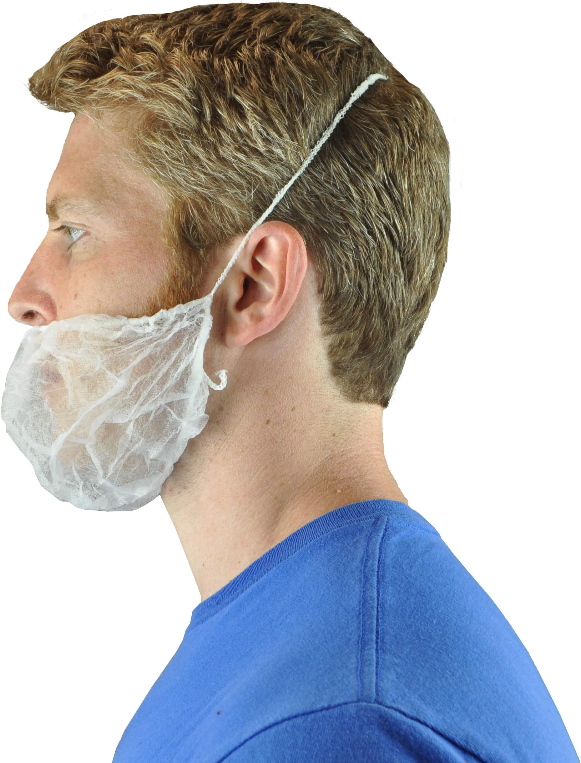 Disposable Beard Nets Spun-Bonded Polypropylene 100 Pack, White