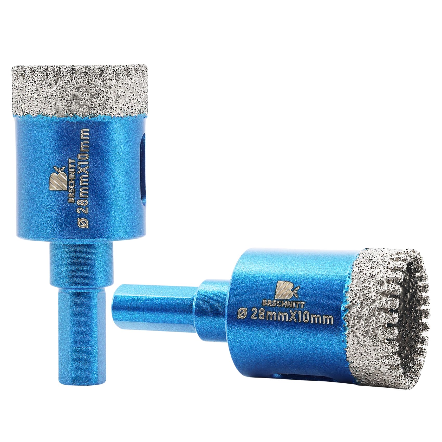 Dry Diamond Core Drill Bit Set,BRSCHNITT 28mm Diamond Hole Saw Core Drill Bit with Triangle Shank for Porcelain Tile Ceramic Stone Granite Marble（2pcs） — image 1