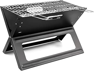 Relaxdays Klappgrill, praktisch, tragbar, inkl. Rost und Kohleschale, H x B x T: 30,5 x 30 x 45,5 cm, schwarz