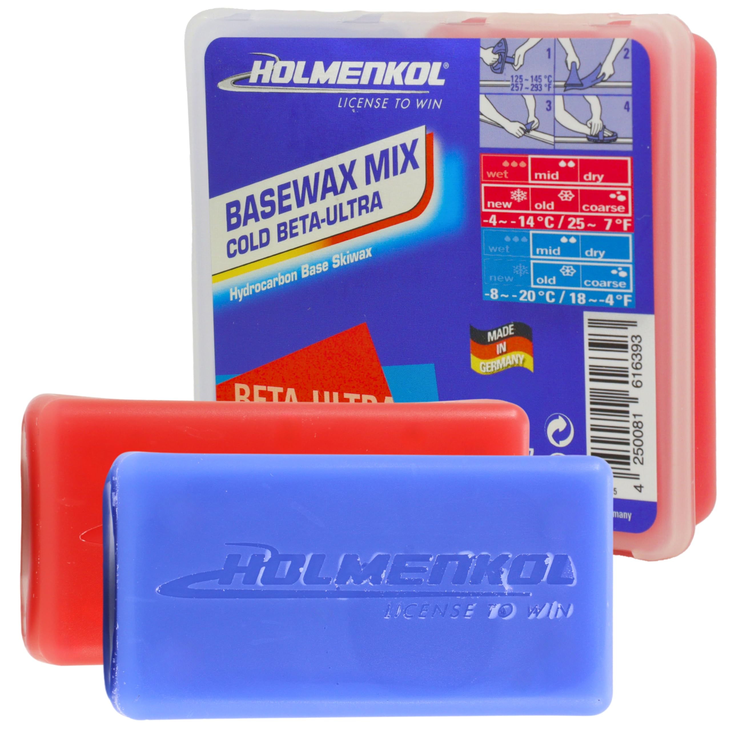 Holmenkol Unisex - Adult Worldcup Mix Cold Ski Wax, Red/Blue, 2x 35 g
