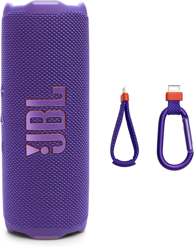 Flip 7 Haut-Parleur Portable étanche et Anti-Chute, Son Pro Bold avec IA Sound Boost, 16 Heures d'autonomie et système PushLock avec Accessoires interchangeables (Violet)