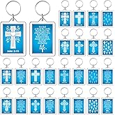 Equsion 24 Pcs Christian Keychain Gifts Bulk Bible Verse Church Gifts Religious Cross Keychain Faith Inspirational Scripture Key Chain for Men Women Vbs Sunday School Crafts Party Supplies
