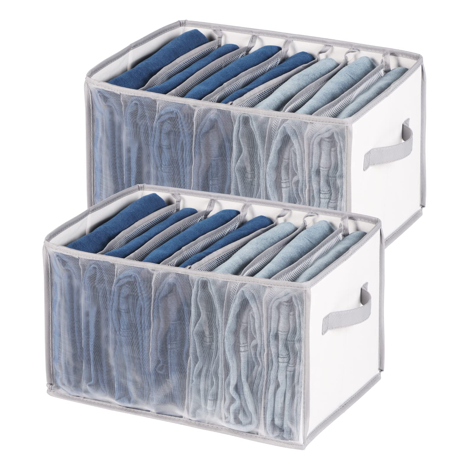Photo 1 of Univivi Extra Large Wardrobe Clothes Organizer Closet Organizer Portable Pants Sweaters Organizer for Closet,T-Shirt, Underwear, Upgraded 7 Grids Jeans Hoodie Organizer Clothes Organizer - Set of 2