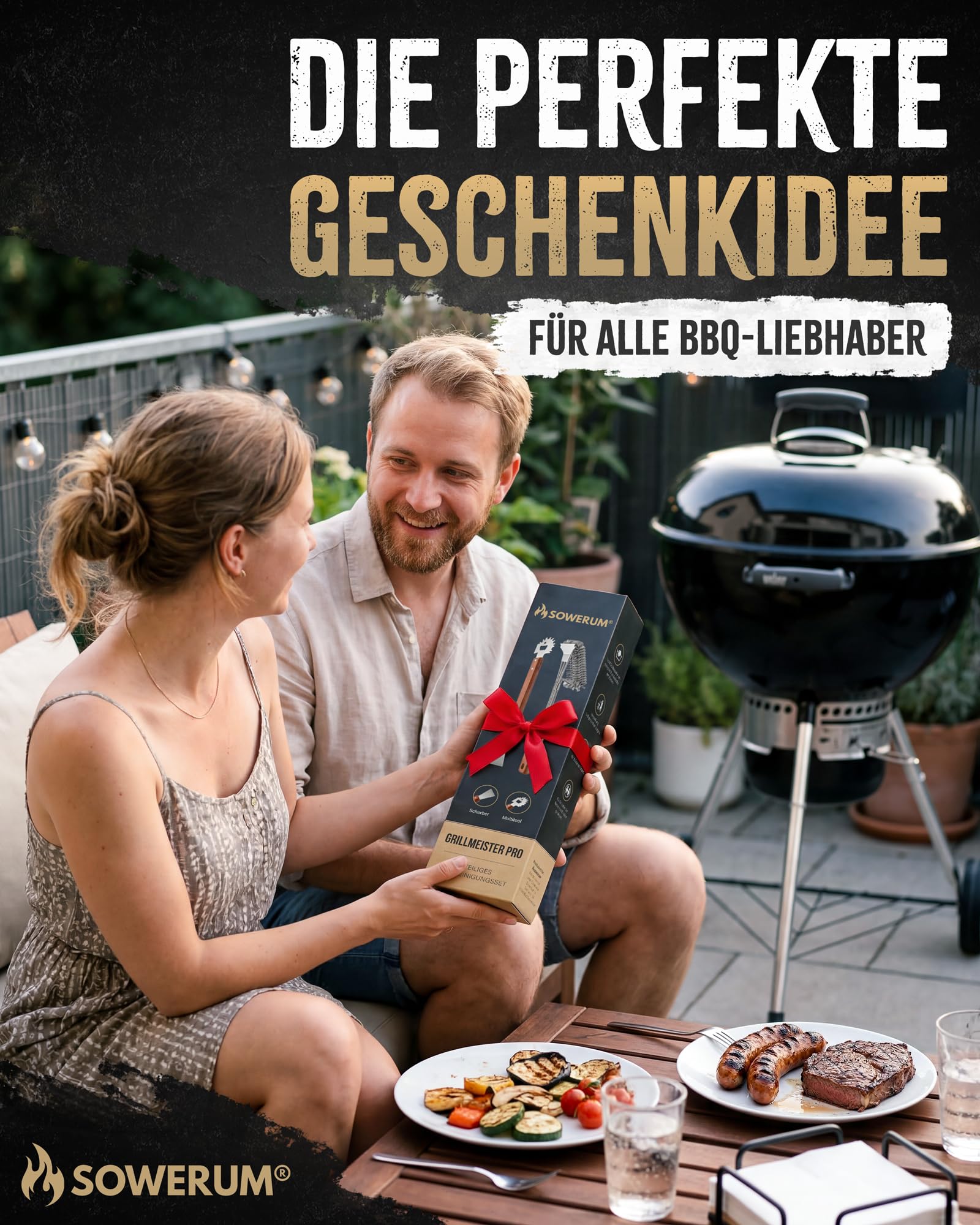 5 in 1 Grillbürste Edelstahl mit Schaber [TESTSIEGER] kompatibel mit Weber Grill Zubehör für gasgrill gusseisen - BBQ Set Grillreiniger bürste für Gussrost - Grillen Geschenke für männer grillzubehör 6
