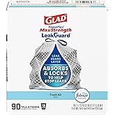 Glad ForceFlex MaxStrength LeakGuard Trash Bags, 13 Gal, Fresh Air, 90 Ct (Package May Vary)