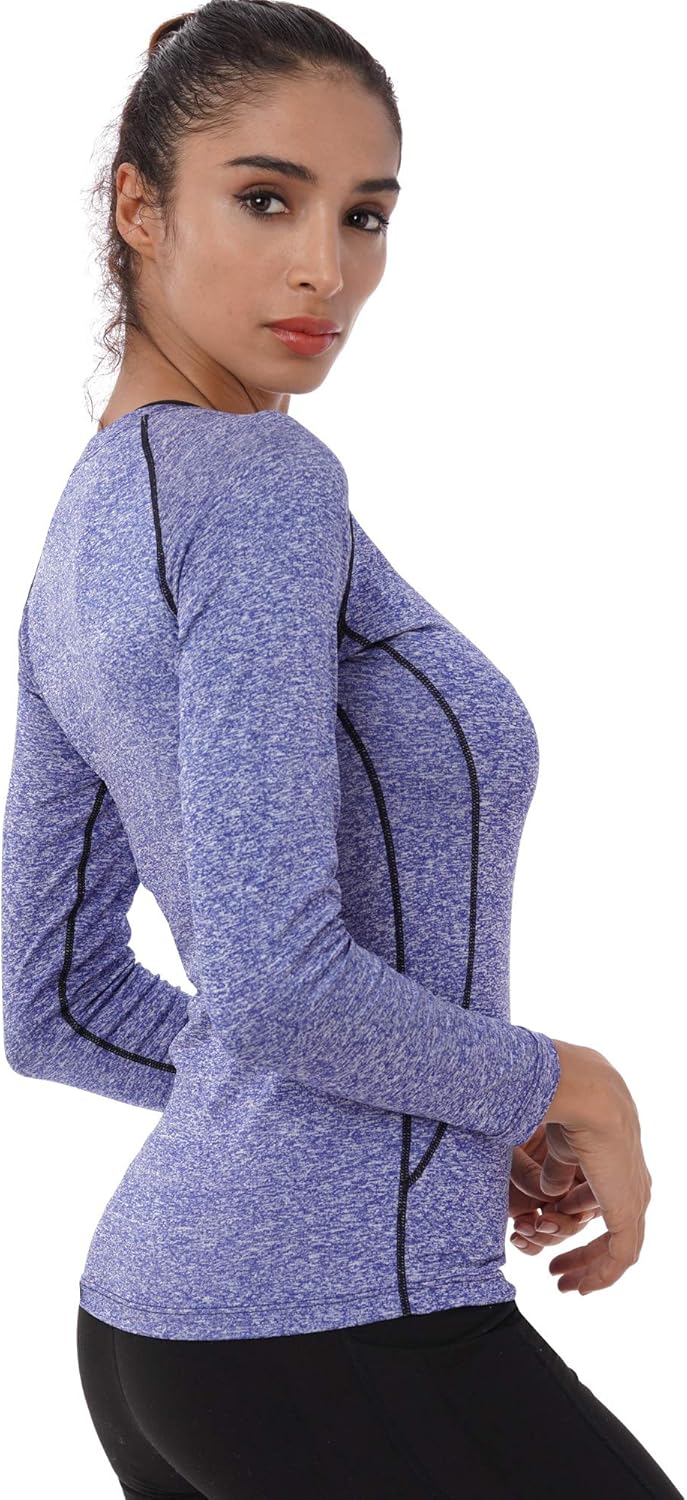 Neleus Women's 3 Pack Compression Shirts Long Sleeve Yoga Athletic Running T Shirt: Clothing