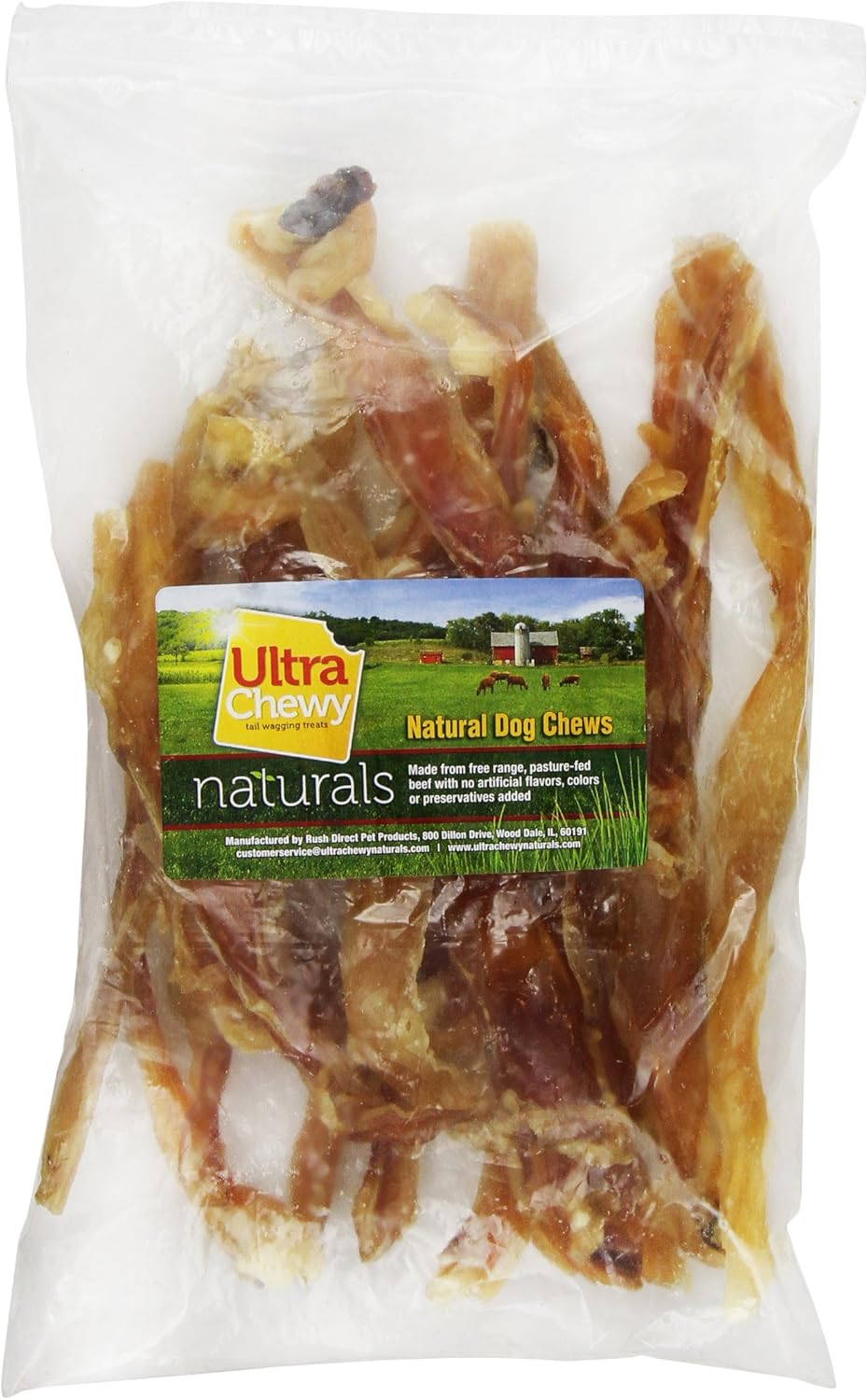 Rush Direct Ultra Chewy Naturals All Natural Beef Tendons for Dogs, 6