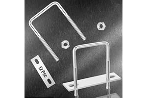 MTJSWXSY 12 Pcs U-Bolts 2 Inch Wide,1/4"x 3.15" Square U-Bolts,U Bolt Clamp in Zinc with Nuts and Frame Plates, Square u-Bolt Kit for Boat Trailer Mounting Axle