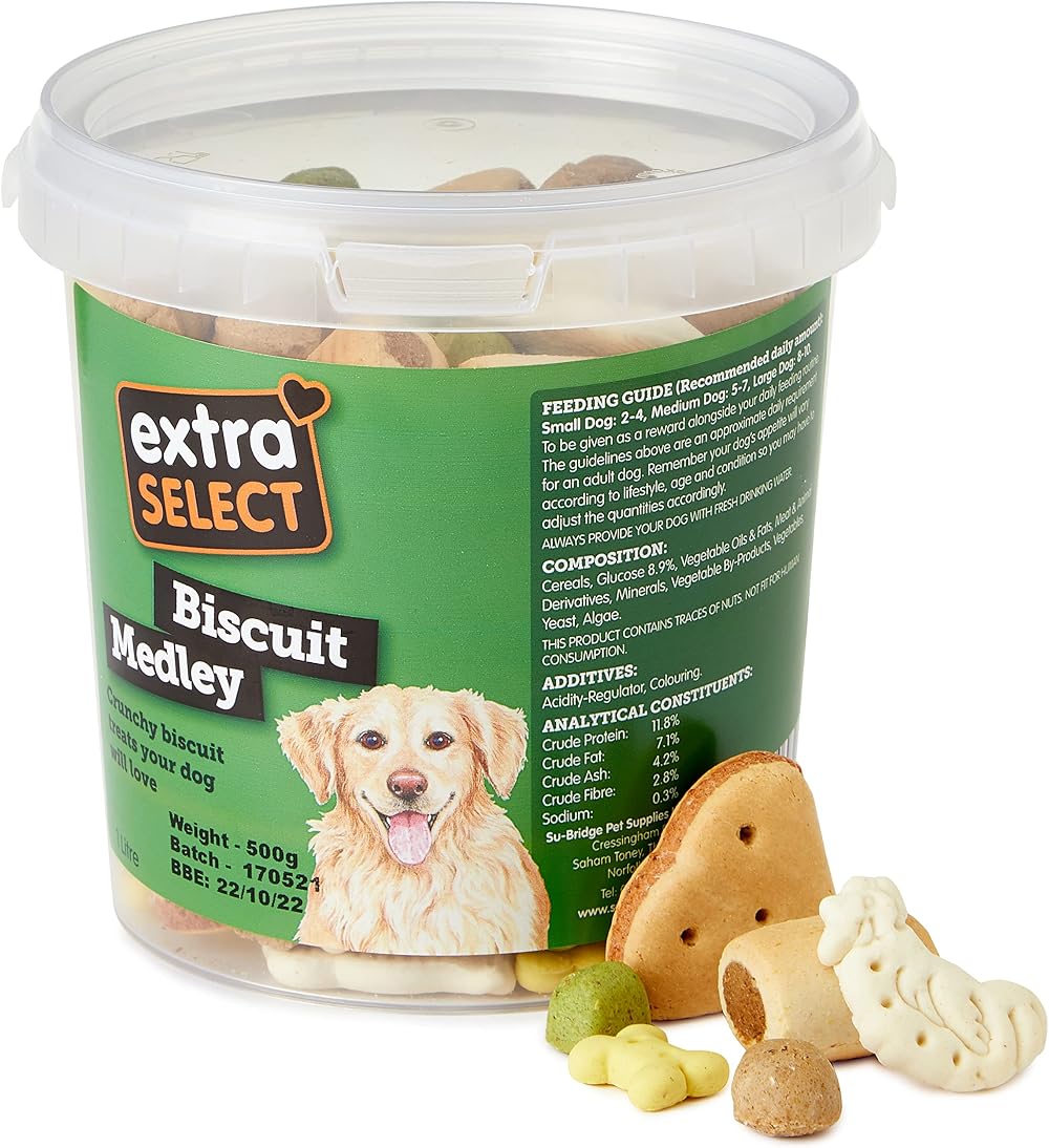 Extra Select Biscuit Medley Dog Treats 450 g Bucket ~180 Biscuits