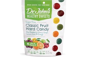 DR. JOHN'S HEALTHY SWEETS Dr. John’s Sugar Free Candy, Healthy Hard Candy with Zero Sugar, Low Calorie Snacks, Keto Friendly, Vegan, Gluten Free, Classic Fruit Flavors, 24 Count, 3.85 OZ