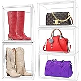 10 Pack Acrylic Shoe Box Size 14, X-Large Clear Acrylic Purse Organizer 14.1'' x 8.9'' x 10.6'' Transparent Handbag Storage Box for Closet, Stackable Plastic Container for Purses, Wallets & Bags