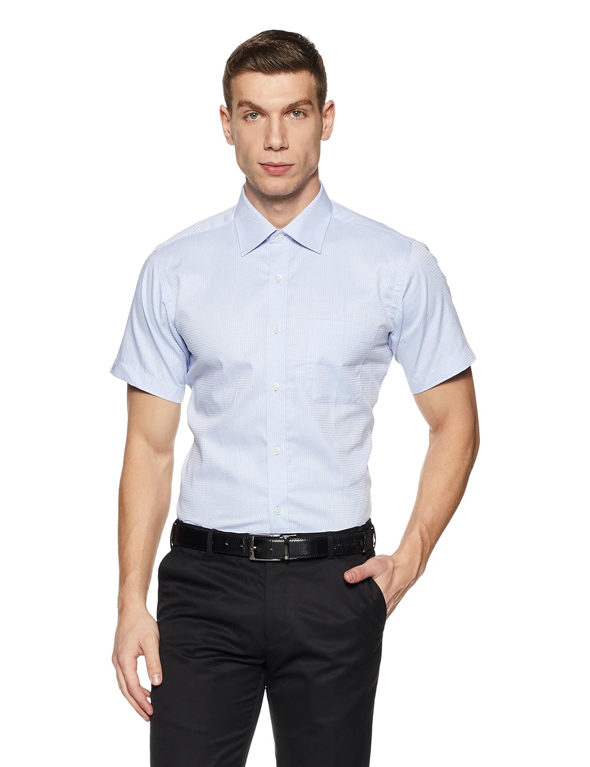 raymond men's solid regular fit cotton formal shirt