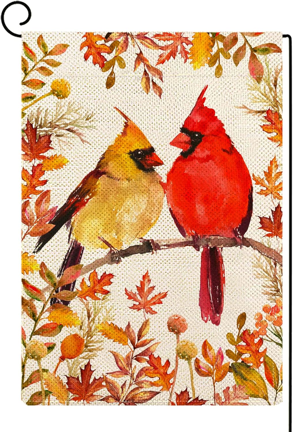 Flags - ORTIGIA Fall Garden Flag Thankful Autumn Maple Leaf 12x18 Inch Double Sided Vertical Thanksgiving Cardinal Rustic Farmhouse Yard Seasonal Holiday Outdoor Decoration