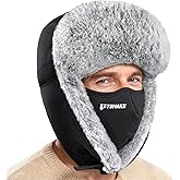 LETSHAKE Winter Trapper Hat for Men Women Extra Thick -10°F Cold Weather Bomber Hunting Hat for Outdoor Activities, Adjustable Russian Ushanka Aviator (56-62cm) Black