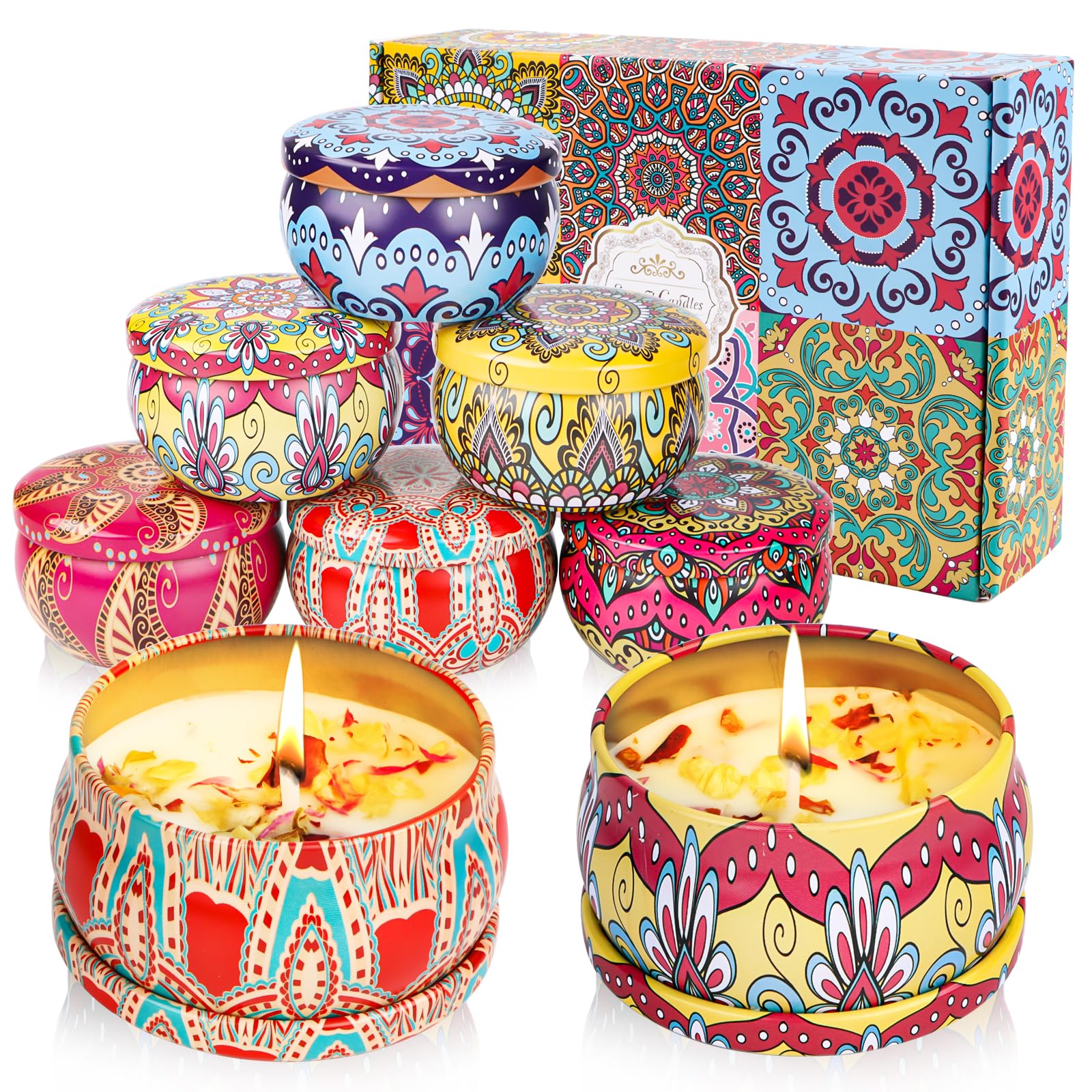 Woman Aromatherapy Scented Candle Set, Pack of 6 Portable Travel Tin Candles for Stress Relief and Relaxation