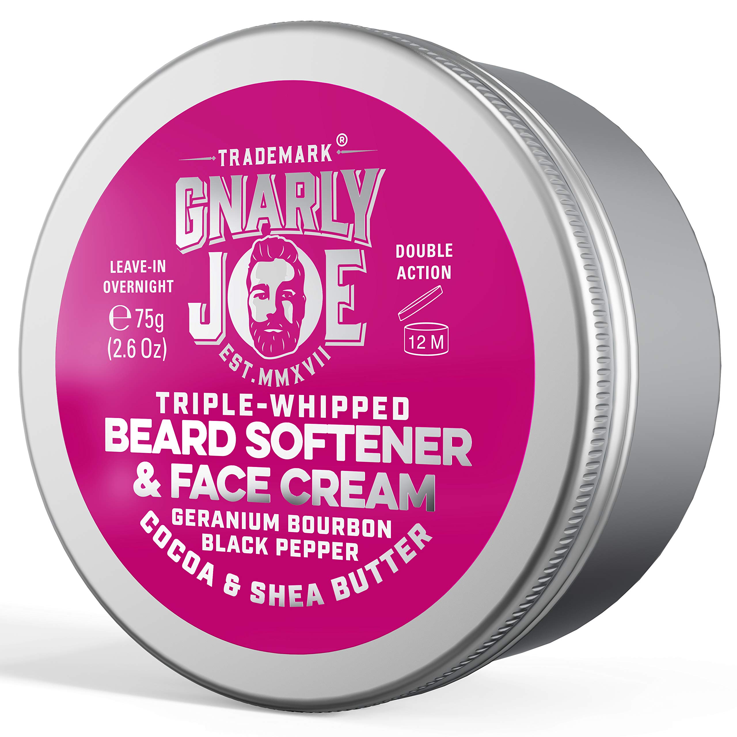 Gnarly Joe Beard Softener & Face Cream - 85ml Beard Softener for Men with Triple-Whipped Cocoa & Shea Butter - Natural Beard Moisturiser, Conditioner & Cream - Geranium & Black Pepper Scent - UK Made