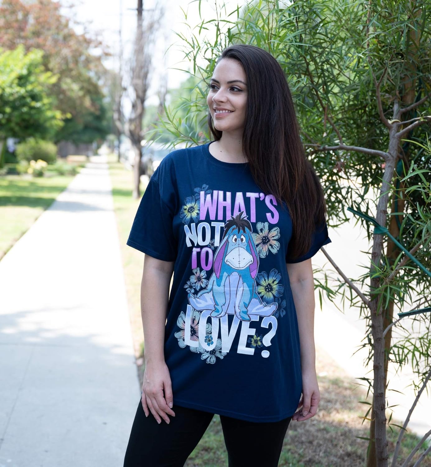 Disney Women's Plus Size T-Shirt Eeyore What's Not to Love Print Navy Blue: Clothing