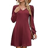 ZAFUL Fall Dresses for Women 2025 Knit V Neck Long Sleeve Sweater Dress A Line Casual Outfits