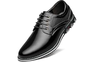 FLAGELI Men's Dress Shoes Comfort Soft Men Oxford Superior Flexural Leather Fashion Dress Sneakers Business Casual Derby Shoe
