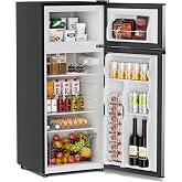 Manastin 4.4 Cu.Ft Mini Fridge Freezer for Dorm/Office, 2-Door, Quiet | 4.4 cu ft mini fridge with separate freezer, quiet 38dB for sleep, 7-level thermostat, adj shelves, for dorm/office/kitchen.