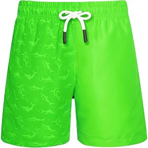 Sovneazy Color Changing Boys Swim Trunks with Compression Liner Quick-Dry Bathing Suit Swimming Short Swimsuits for Kid 4-16Y