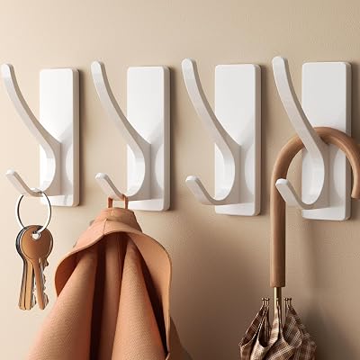 pickpiff Self Adhesive Hooks 6KG Stainless Steel 4 Pack White